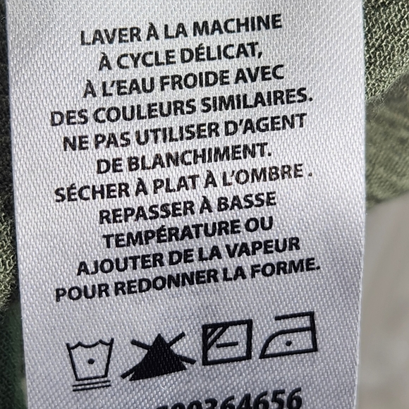 BUFFALO David Bitton Olive Green Gauze Cap Sleeve Top Size Large - Picture 11 of 11